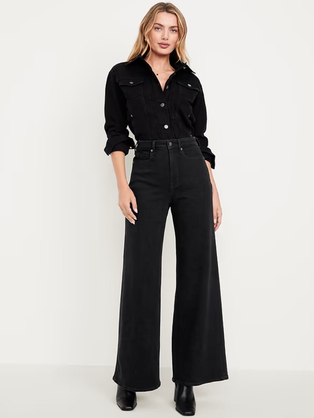 High-Rise Wide Leg Black Jeans